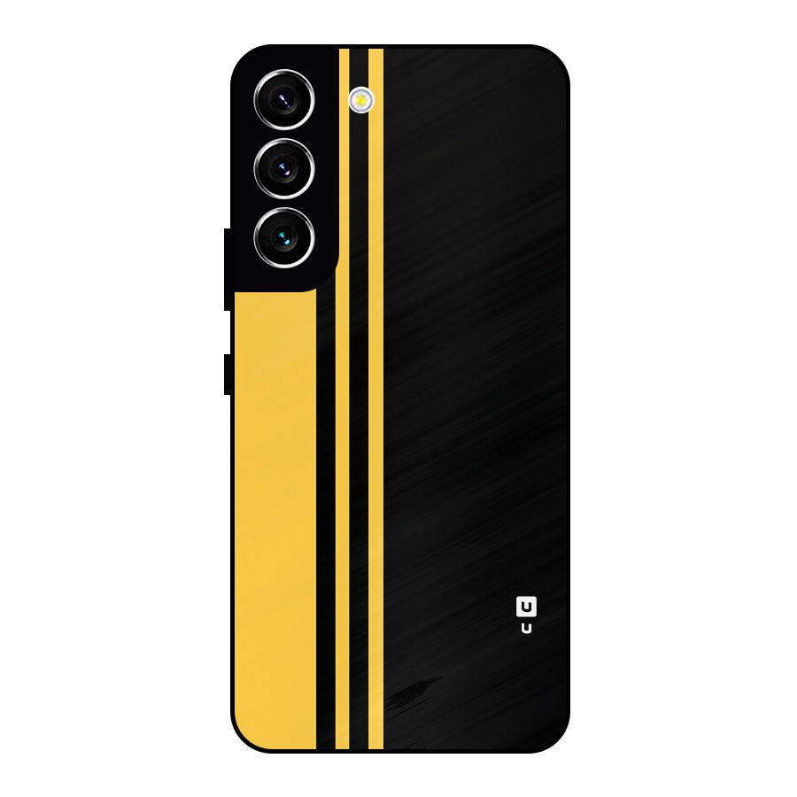 Minimal Yellow and Black Design Metal Back Case for Galaxy S22 5G