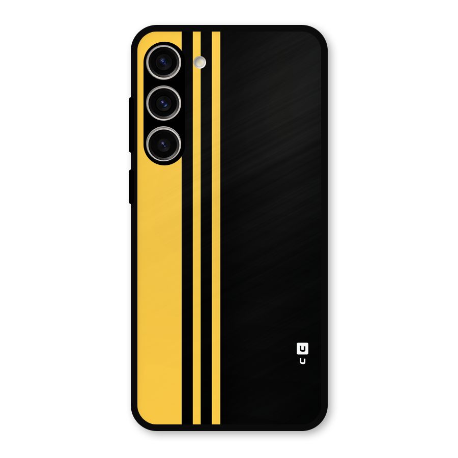 Minimal Yellow and Black Design Metal Back Case for Galaxy S23 Plus