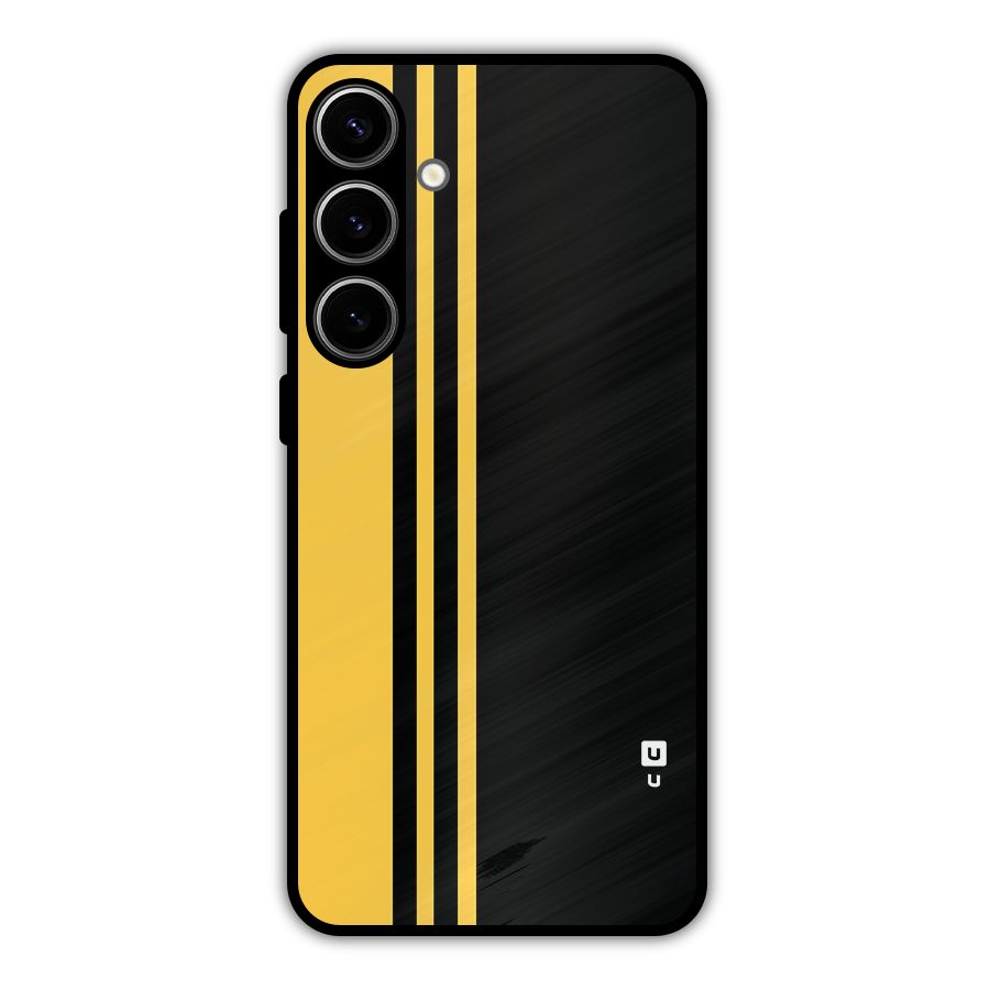 Minimal Yellow and Black Design Metal Back Case for Galaxy S24 Plus