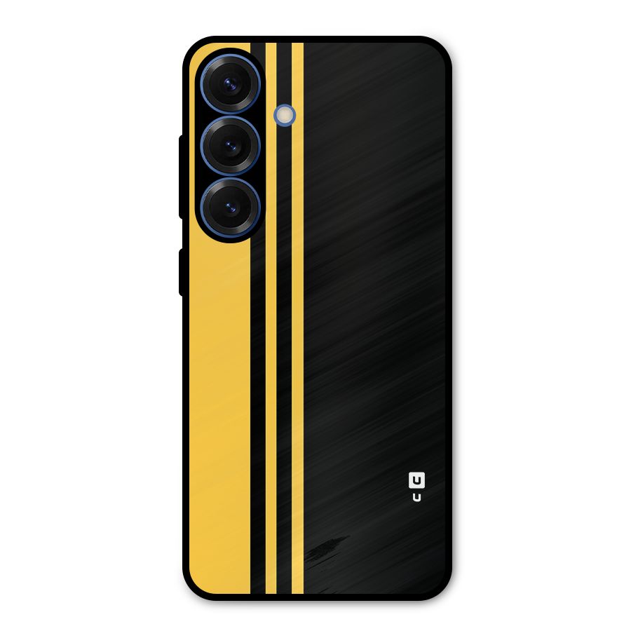 Minimal Yellow and Black Design Metal Back Case for Galaxy S25