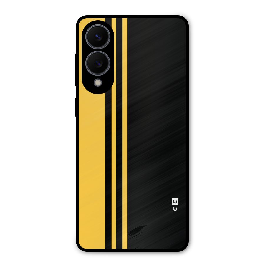 Minimal Yellow and Black Design Metal Back Case for Galaxy S25 Edge