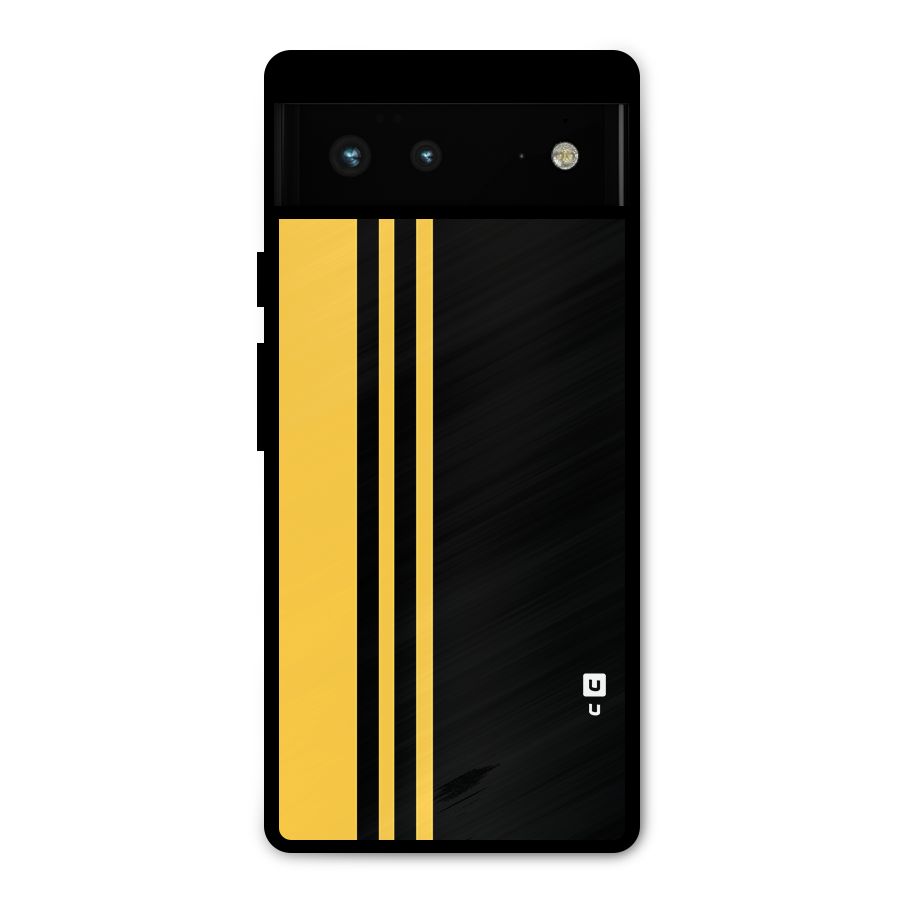 Minimal Yellow and Black Design Metal Back Case for Google Pixel 6