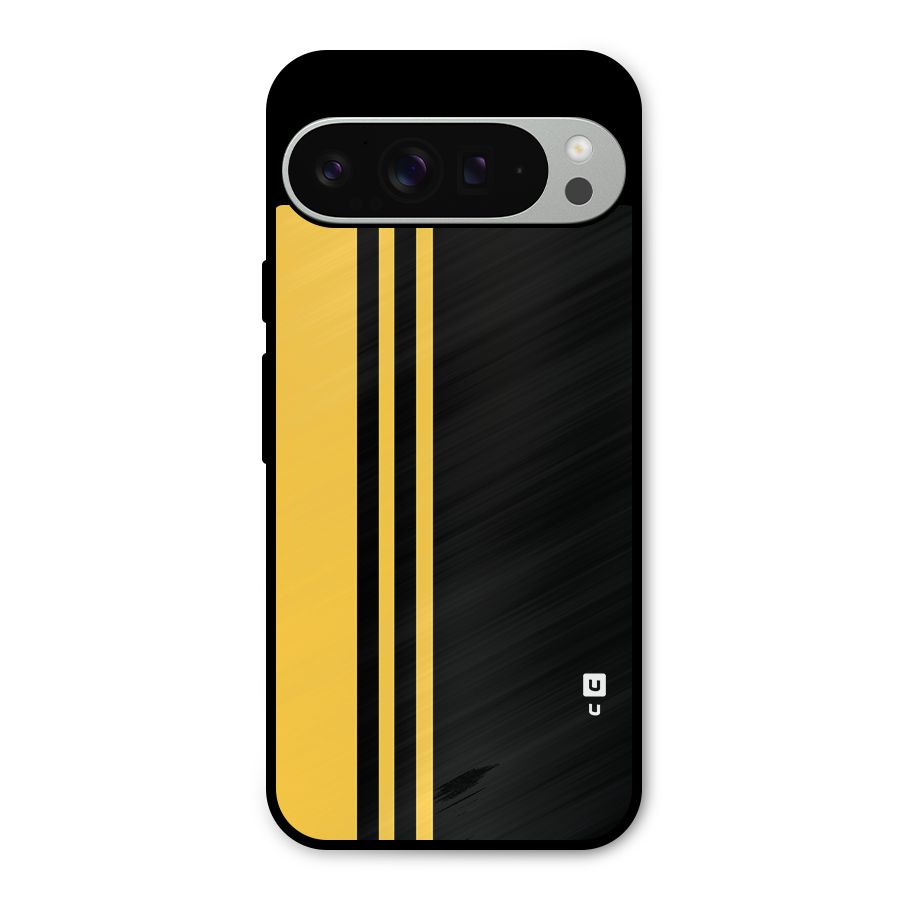 Minimal Yellow and Black Design Metal Back Case for Google Pixel 9 Pro XL