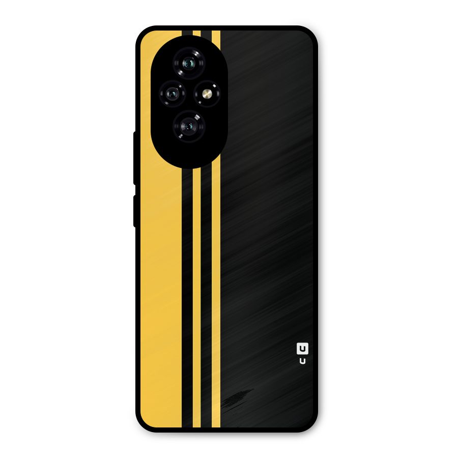 Minimal Yellow and Black Design Metal Back Case for Honor 200