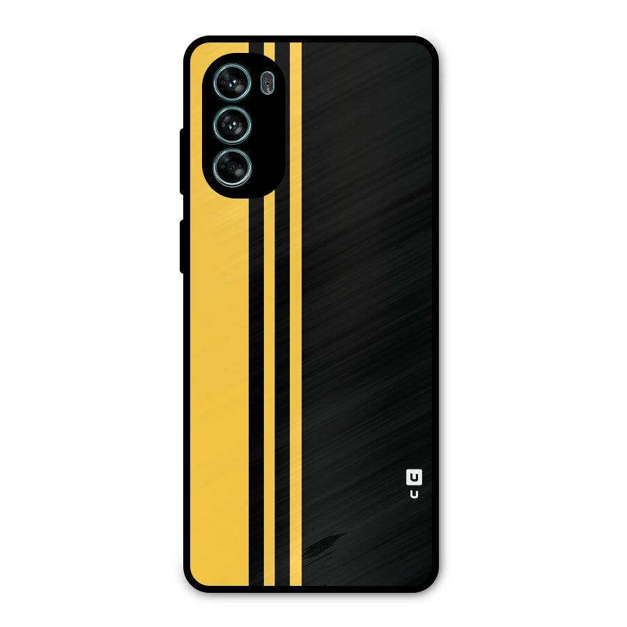 Minimal Yellow and Black Design Metal Back Case for Moto G62