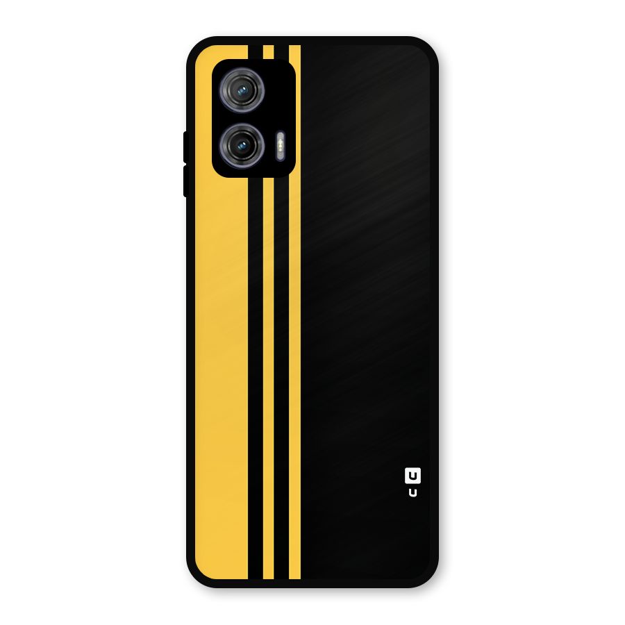 Minimal Yellow and Black Design Metal Back Case for Moto G73