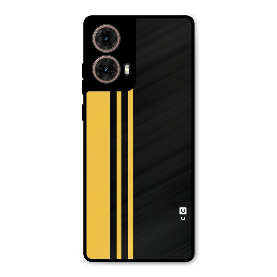 Minimal Yellow and Black Design Metal Back Case for Moto G85
