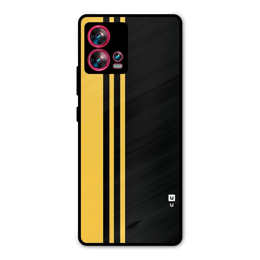 Minimal Yellow and Black Design Metal Back Case for Motorola Edge 30 Fusion