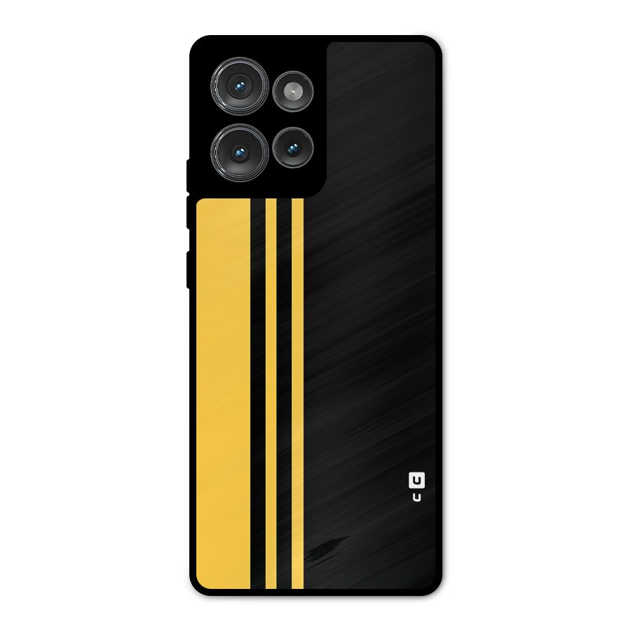 Minimal Yellow and Black Design Metal Back Case for Motorola Edge 50