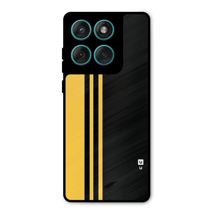 Minimal Yellow and Black Design Metal Back Case for Motorola Edge 60