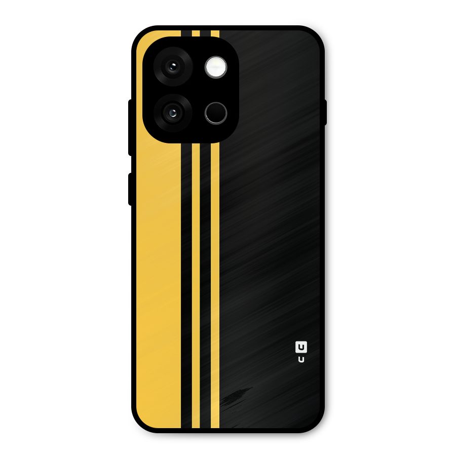 Minimal Yellow and Black Design Metal Back Case for OnePlus 13s