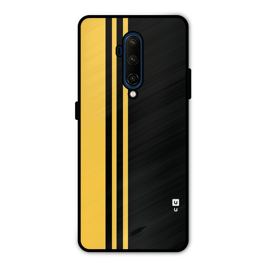 Minimal Yellow and Black Design Metal Back Case for OnePlus 7T Pro