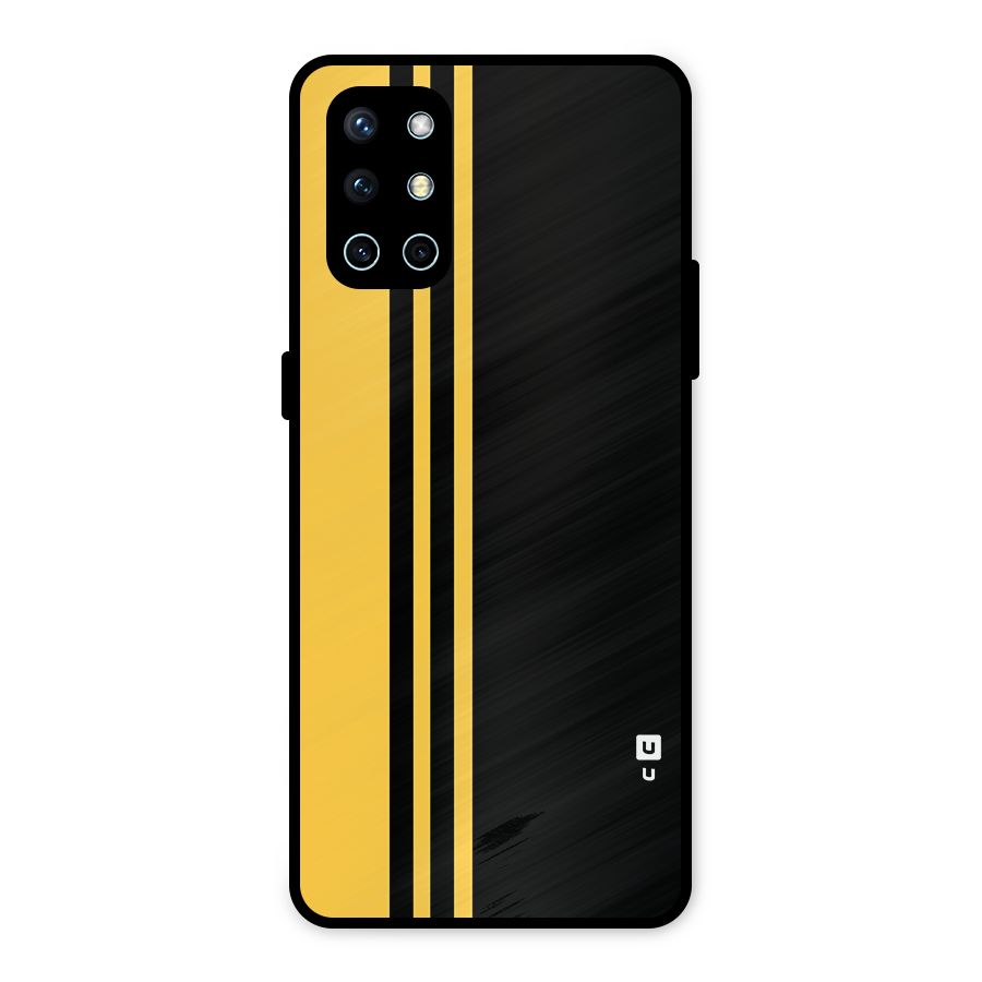 Minimal Yellow and Black Design Metal Back Case for OnePlus 9R