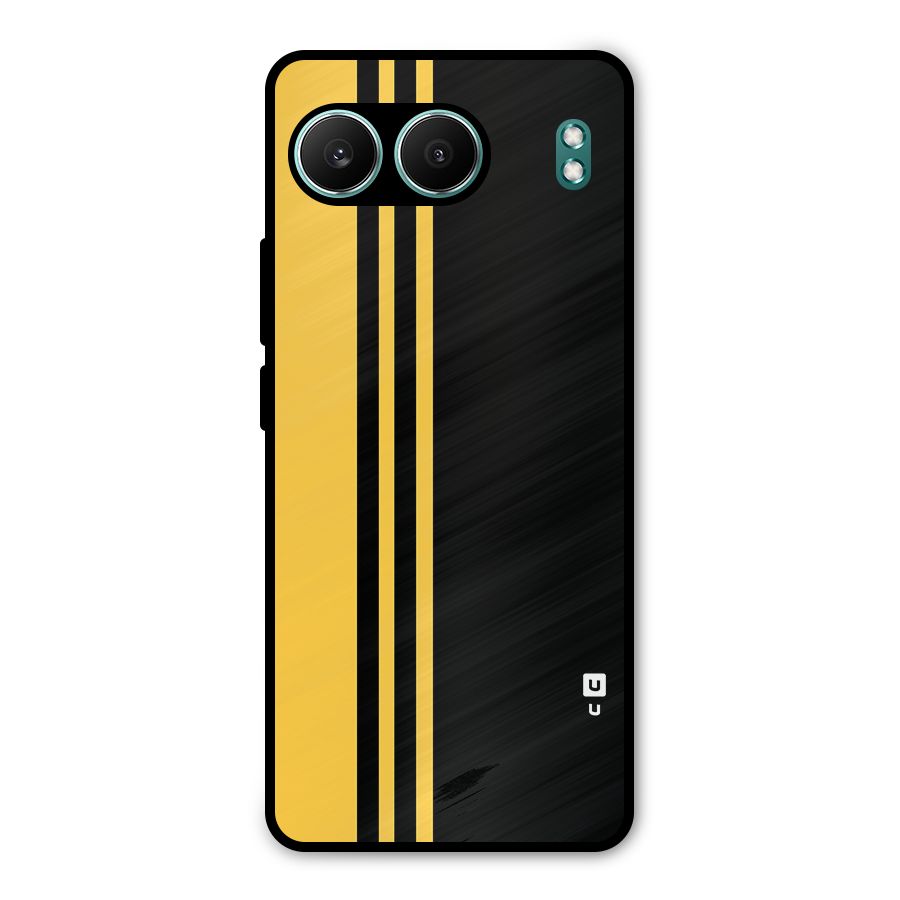 Minimal Yellow and Black Design Metal Back Case for OnePlus Nord 4