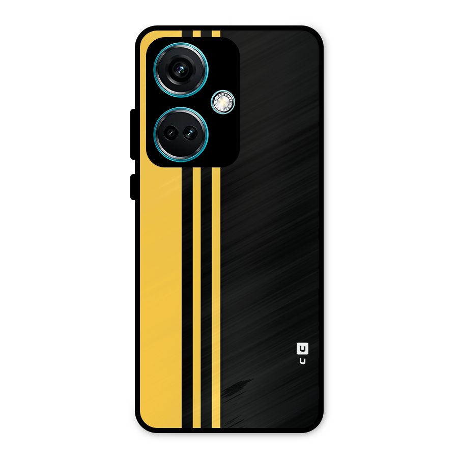 Minimal Yellow and Black Design Metal Back Case for OnePlus Nord CE 3 5G