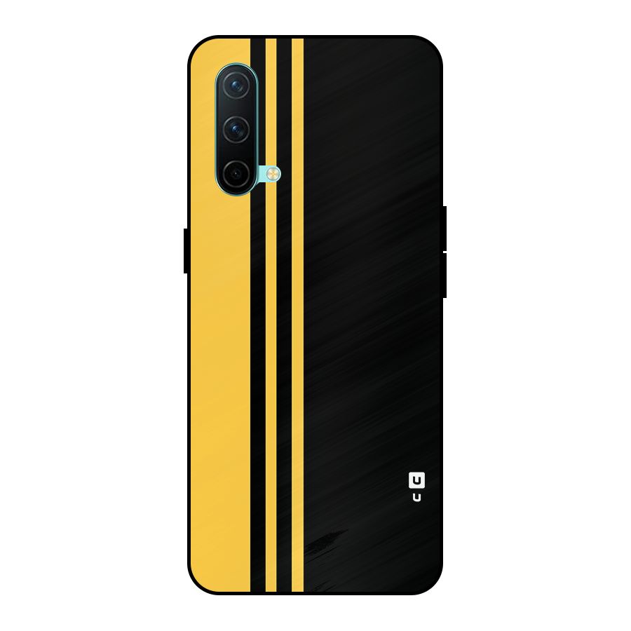 Minimal Yellow and Black Design Metal Back Case for OnePlus Nord CE 5G