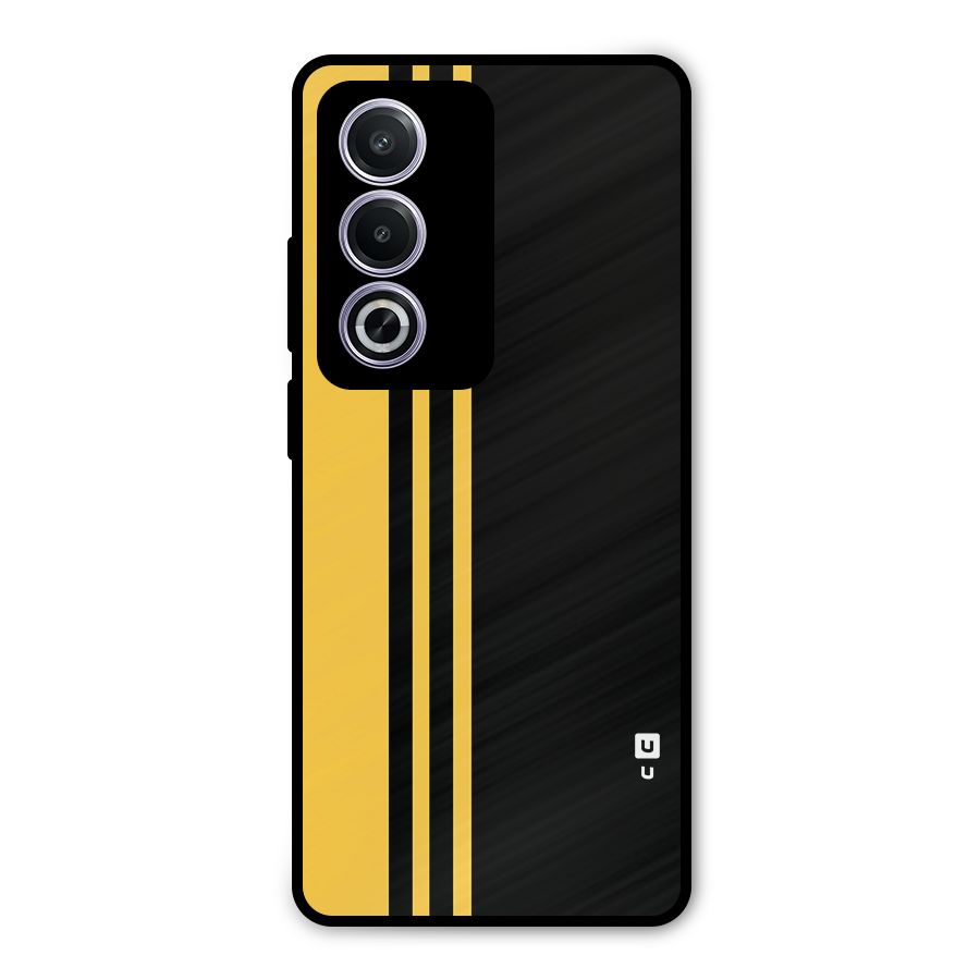 Minimal Yellow and Black Design Metal Back Case for Oppo A3 Pro
