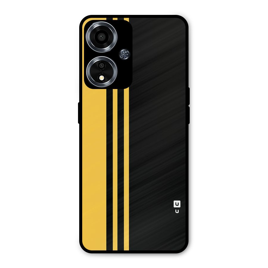 Minimal Yellow and Black Design Metal Back Case for Oppo A59