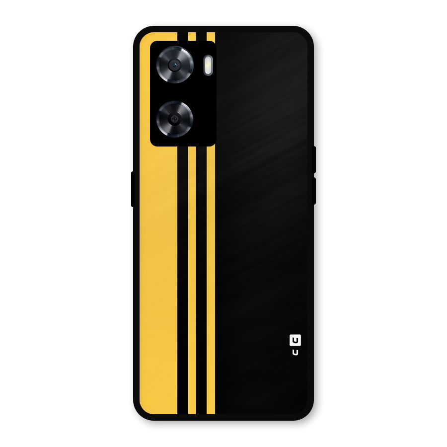 Minimal Yellow and Black Design Metal Back Case for Oppo A77s