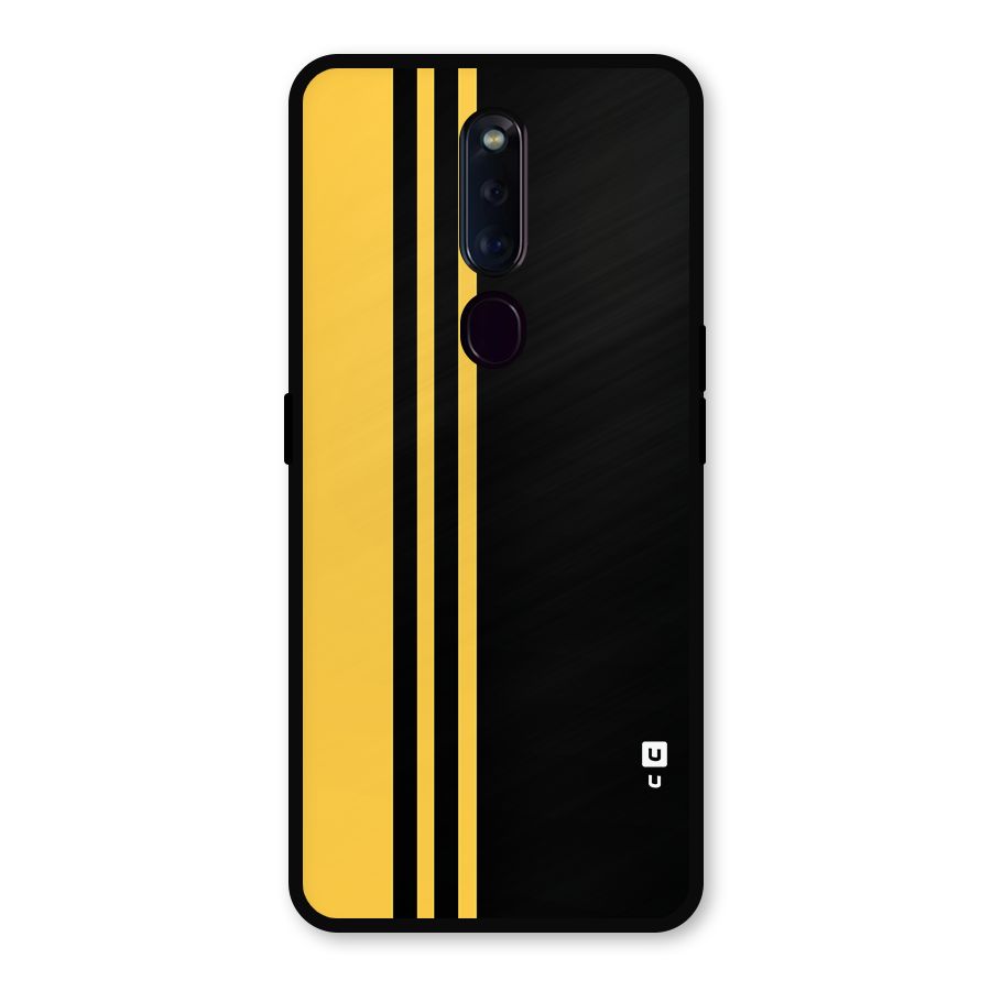 Minimal Yellow and Black Design Metal Back Case for Oppo F11 Pro