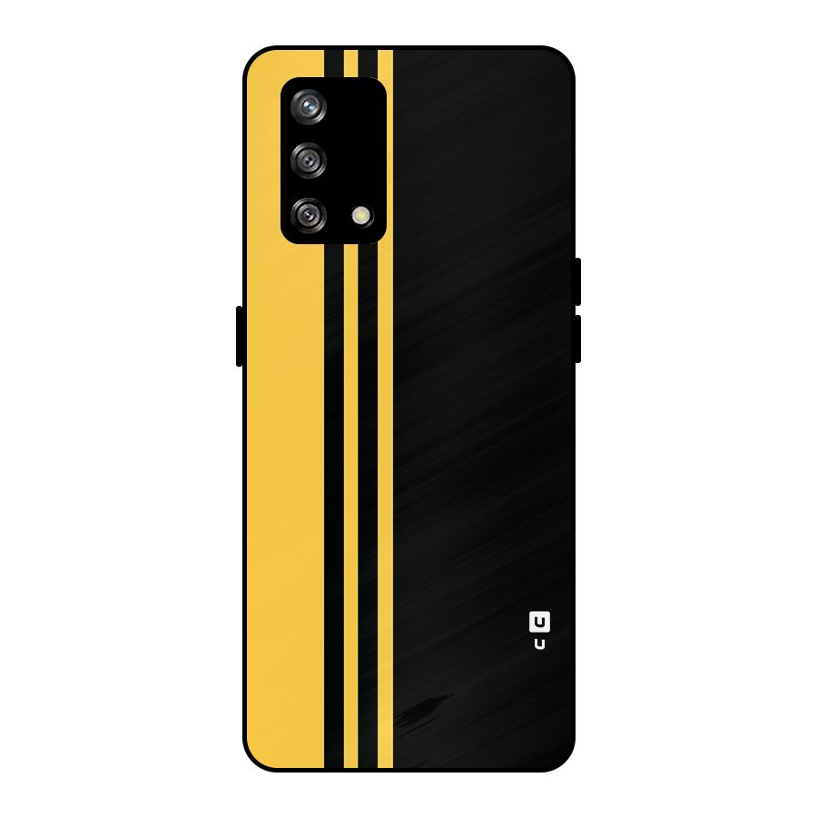 Minimal Yellow and Black Design Metal Back Case for Oppo F19