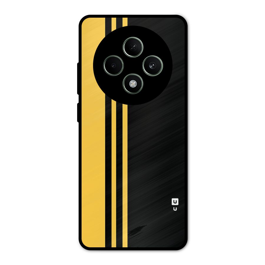Minimal Yellow and Black Design Metal Back Case for Oppo F27