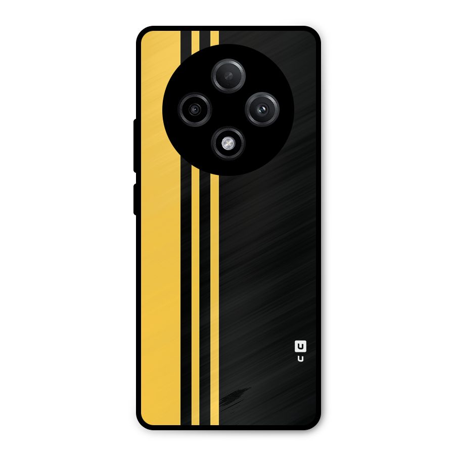 Minimal Yellow and Black Design Metal Back Case for Oppo F27 Pro Plus