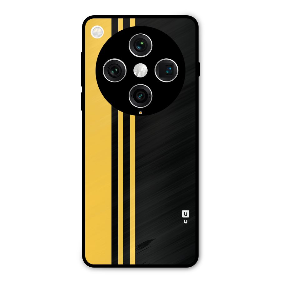 Minimal Yellow and Black Design Metal Back Case for Oppo Find X8 Pro