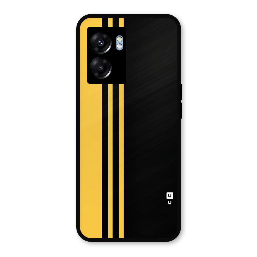 Minimal Yellow and Black Design Metal Back Case for Oppo K10 (5G)