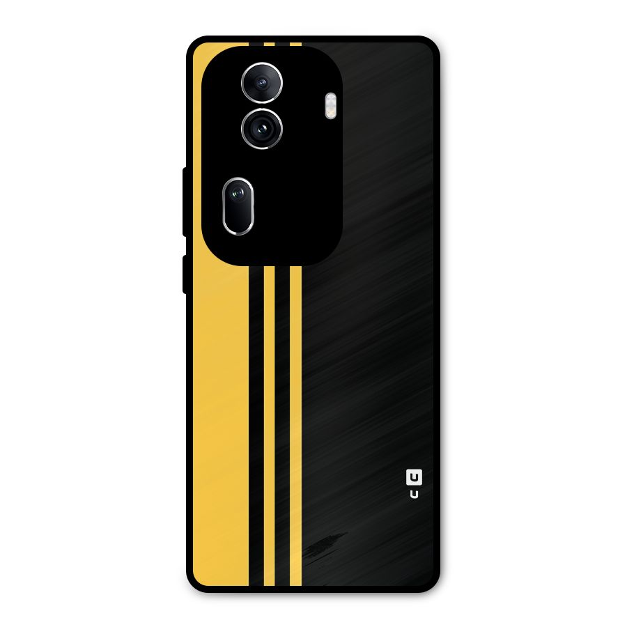 Minimal Yellow and Black Design Metal Back Case for Oppo Reno11 Pro 5G