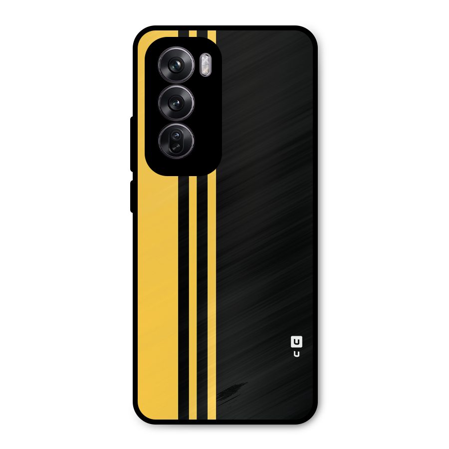 Minimal Yellow and Black Design Metal Back Case for Oppo Reno12 Pro