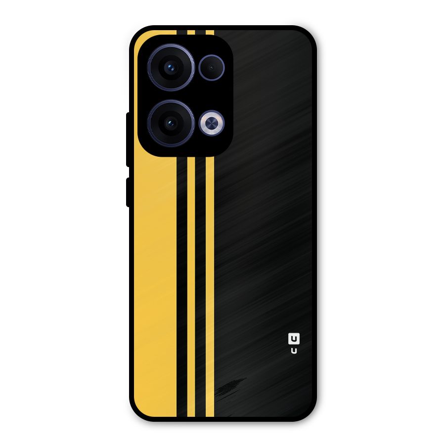 Minimal Yellow and Black Design Metal Back Case for Oppo Reno13