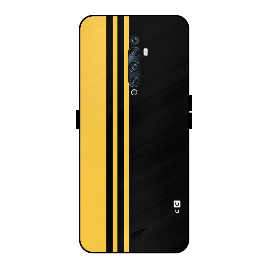 Minimal Yellow and Black Design Metal Back Case for Oppo Reno2 Z