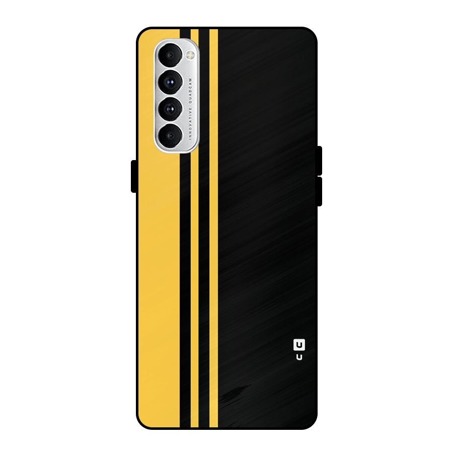 Minimal Yellow and Black Design Metal Back Case for Oppo Reno4 Pro