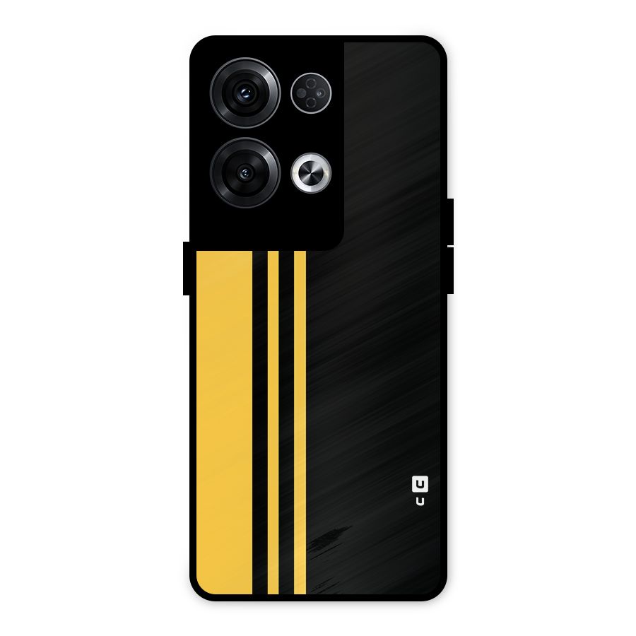 Minimal Yellow and Black Design Metal Back Case for Oppo Reno8 Pro 5G