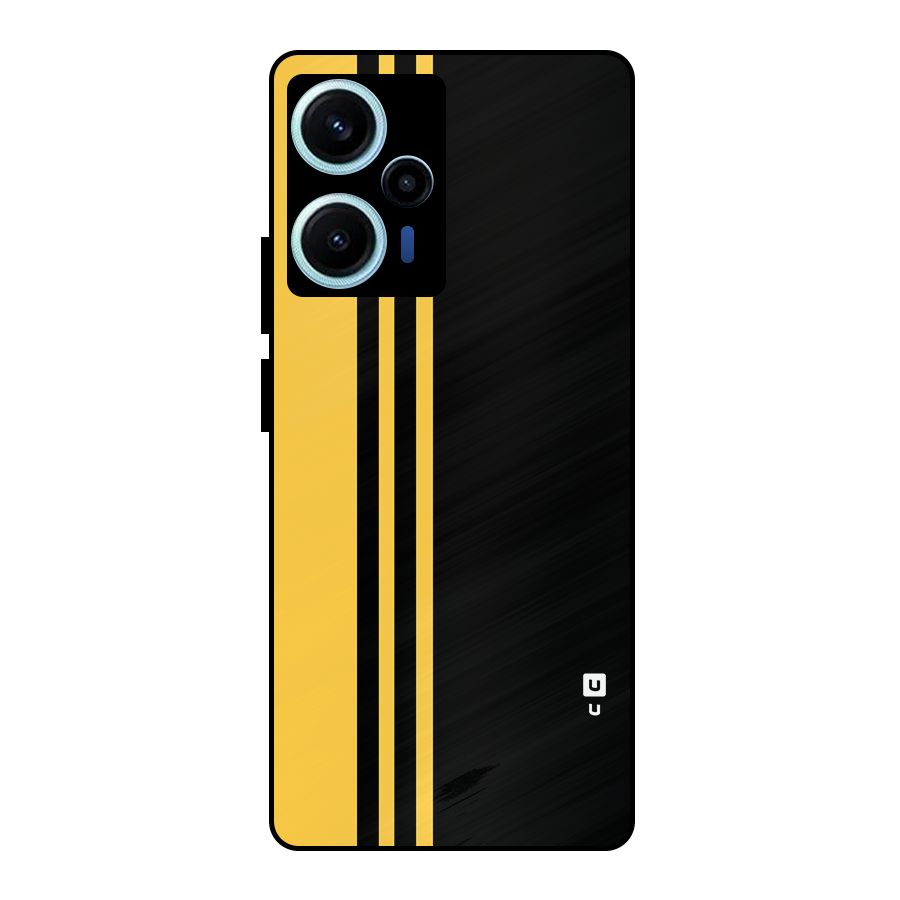 Minimal Yellow and Black Design Metal Back Case for Poco F5