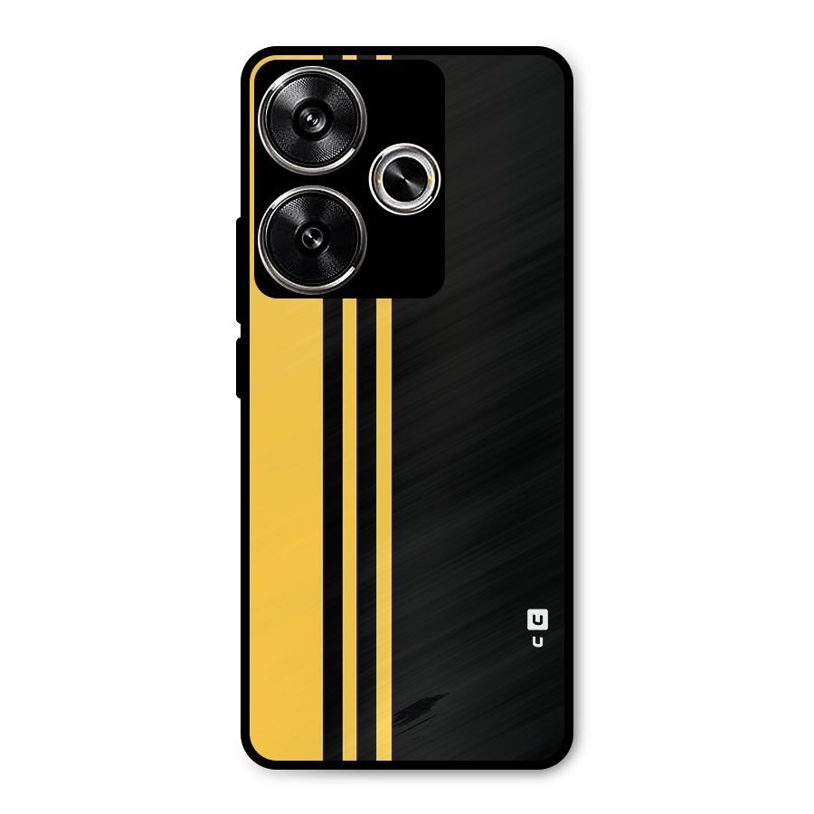 Minimal Yellow and Black Design Metal Back Case for Poco F6