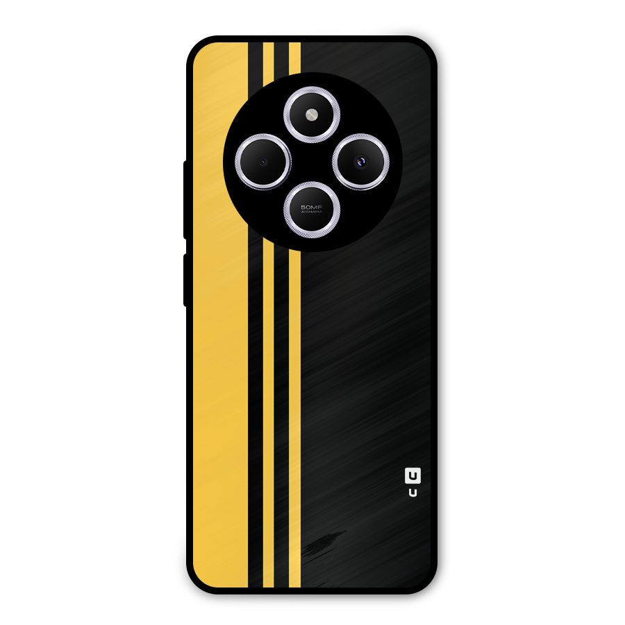 Minimal Yellow and Black Design Metal Back Case for Poco M7
