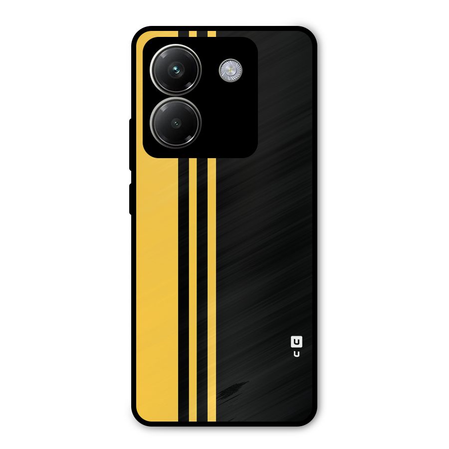 Minimal Yellow and Black Design Metal Back Case for Poco M7 Pro 5G