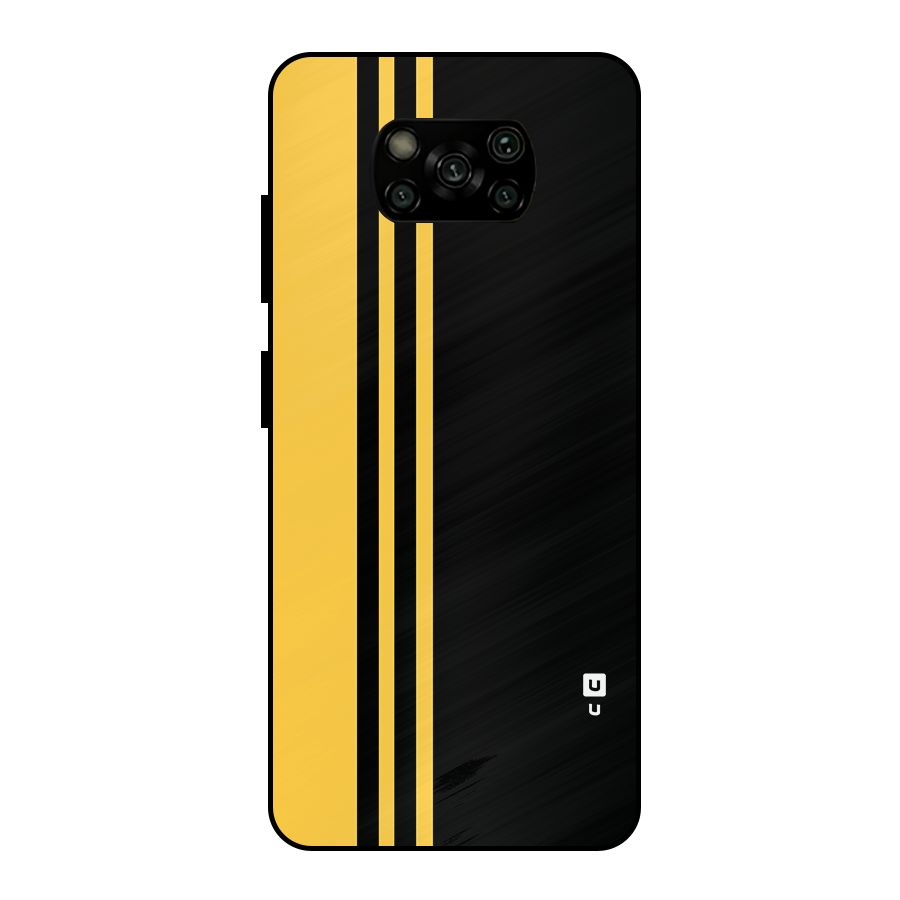 Minimal Yellow and Black Design Metal Back Case for Poco X3