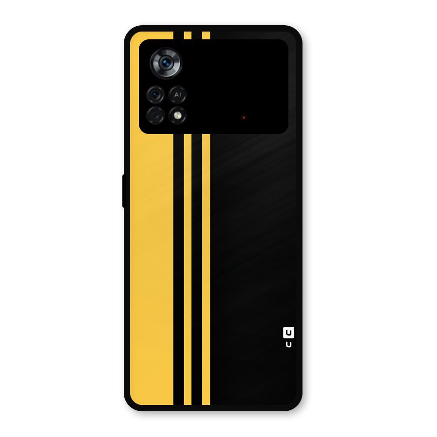 Minimal Yellow and Black Design Metal Back Case for Poco X4 Pro 5G