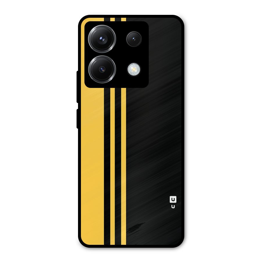 Minimal Yellow and Black Design Metal Back Case for Poco X6