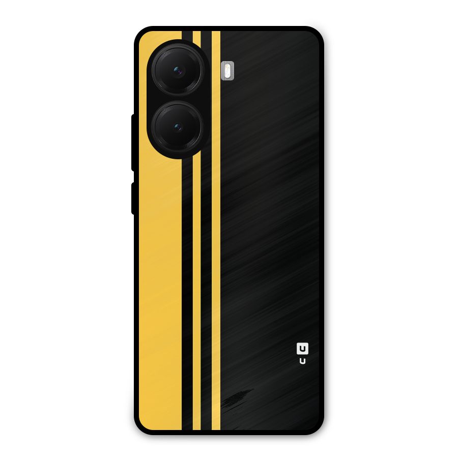 Minimal Yellow and Black Design Metal Back Case for Poco X7 Pro