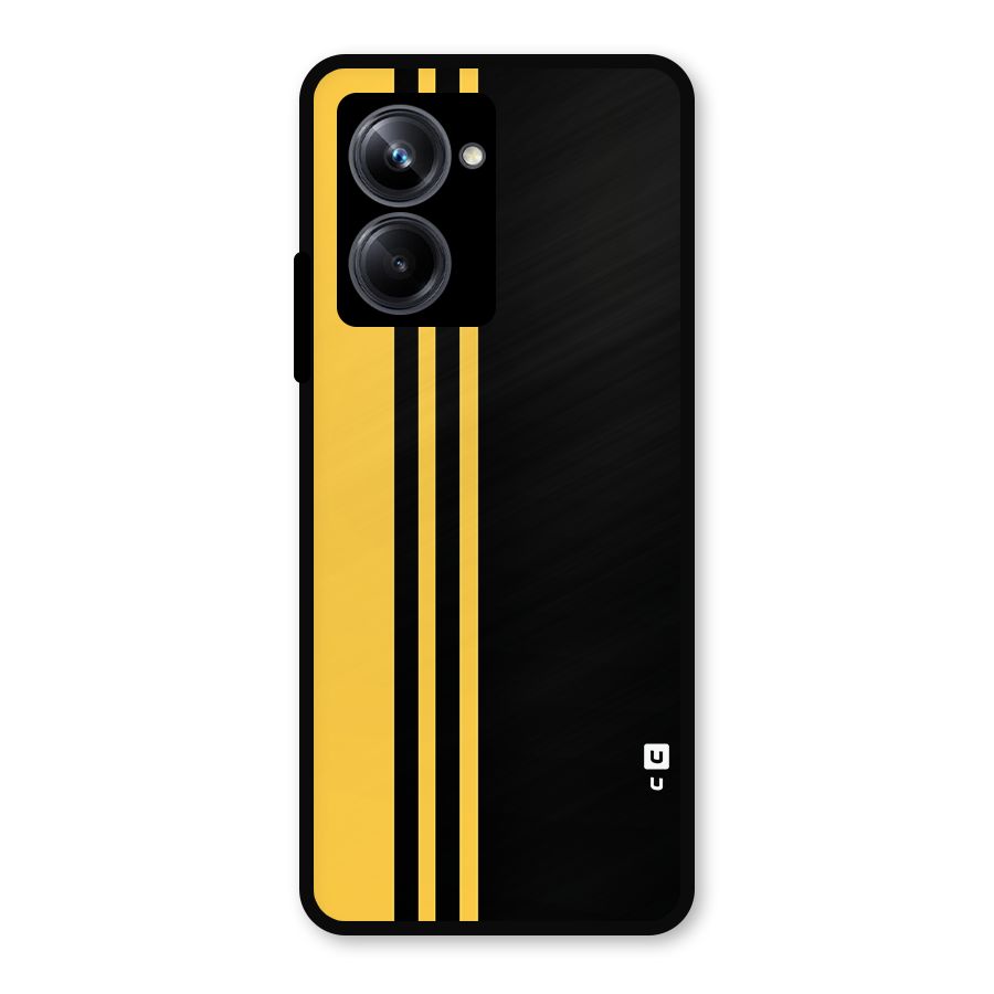 Minimal Yellow and Black Design Metal Back Case for Realme 10 Pro