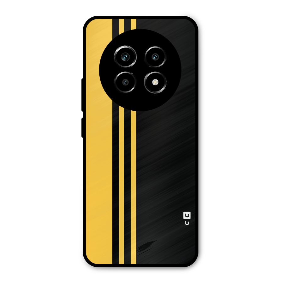 Minimal Yellow and Black Design Metal Back Case for Realme 13 Pro