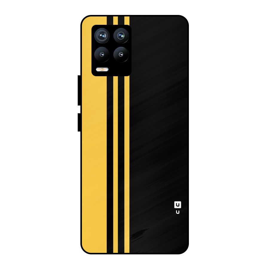 Minimal Yellow and Black Design Metal Back Case for Realme 8 Pro