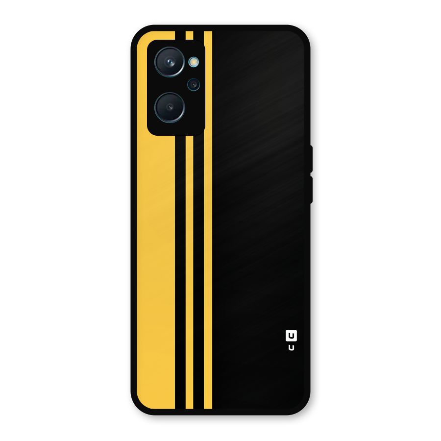 Minimal Yellow and Black Design Metal Back Case for Realme 9i