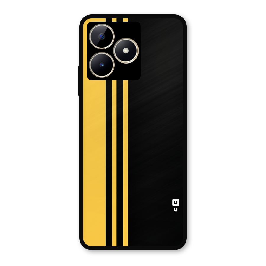 Minimal Yellow and Black Design Metal Back Case for Realme C53