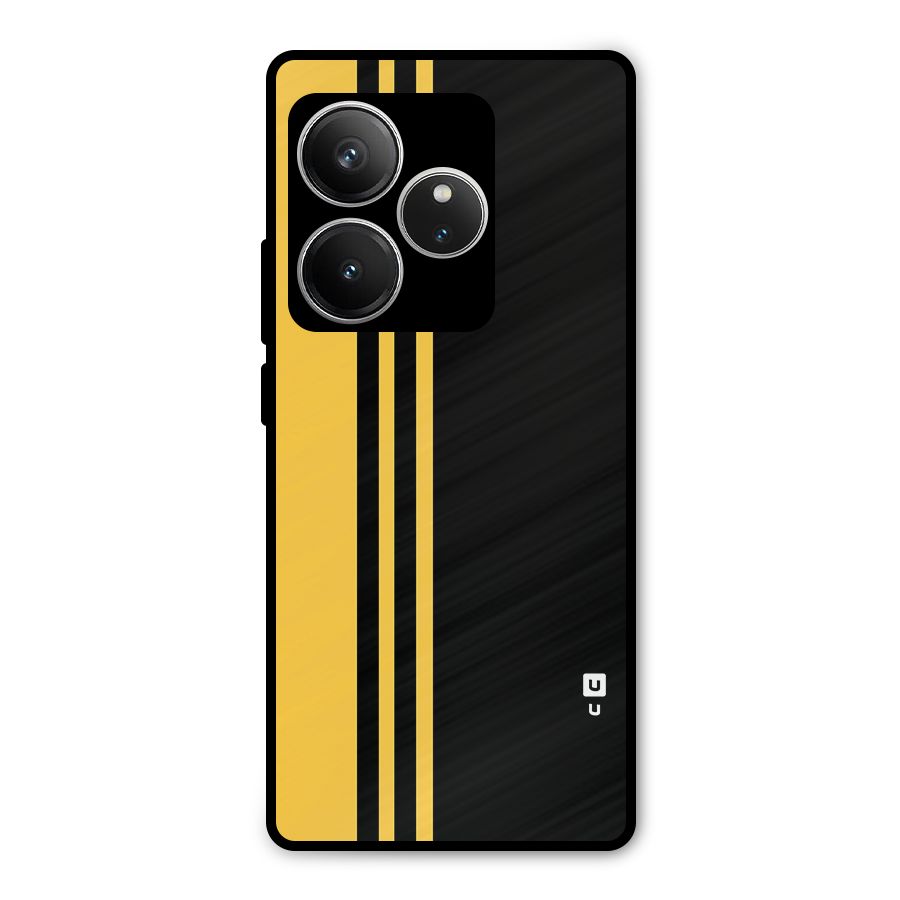 Minimal Yellow and Black Design Metal Back Case for Realme GT 6