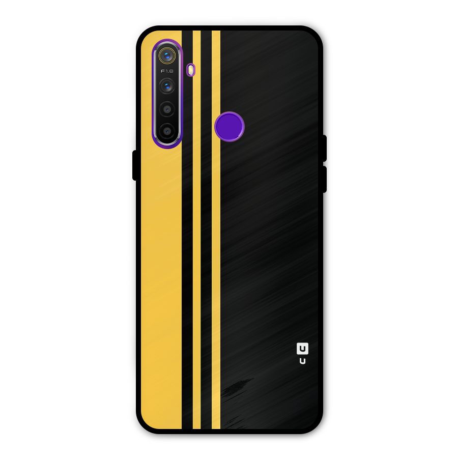 Minimal Yellow and Black Design Metal Back Case for Realme Narzo 10